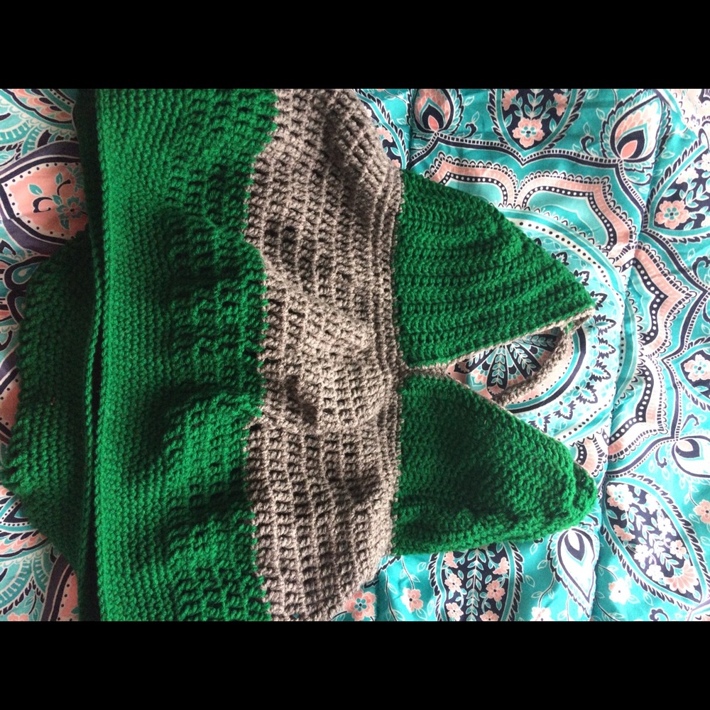 Green and grey crochet halter top